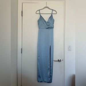 Revelry Rava Satin Dress in Light Blue - 728
